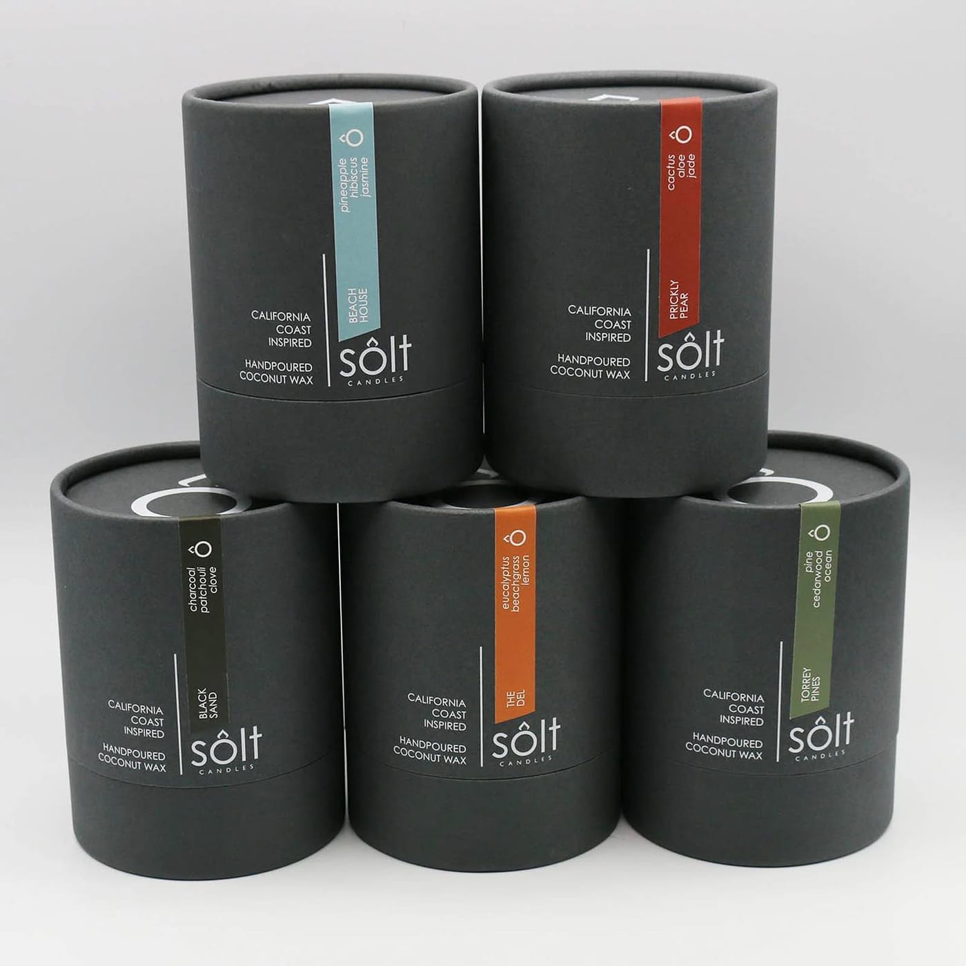 The Sôlt lineup in charcoal gift tubes